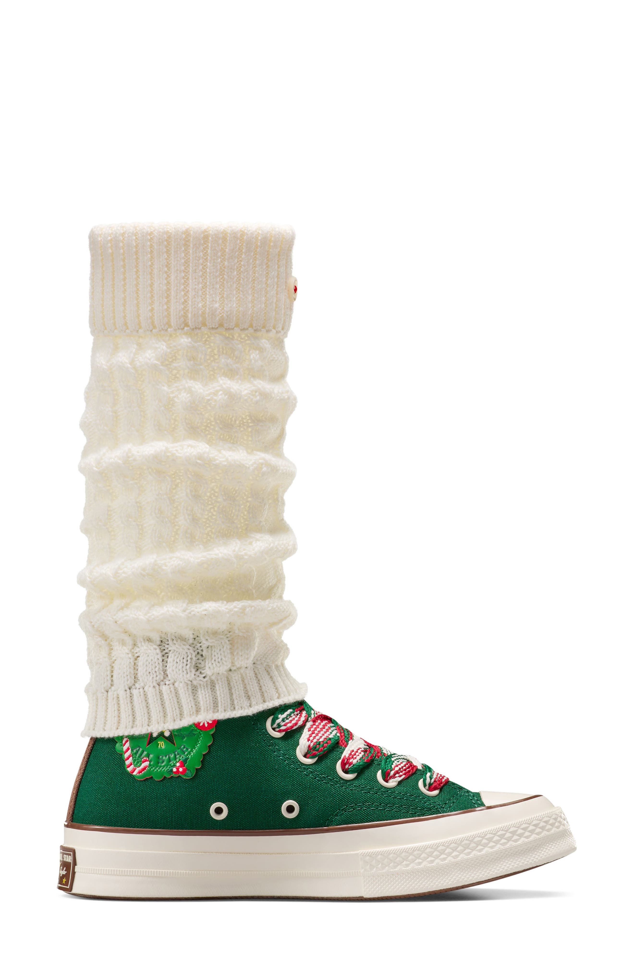 Converse Gender Inclusive Chuck 70 X-Mas Gingerbread Sneaker & Leg Warmers Set, Alternate, color, 
