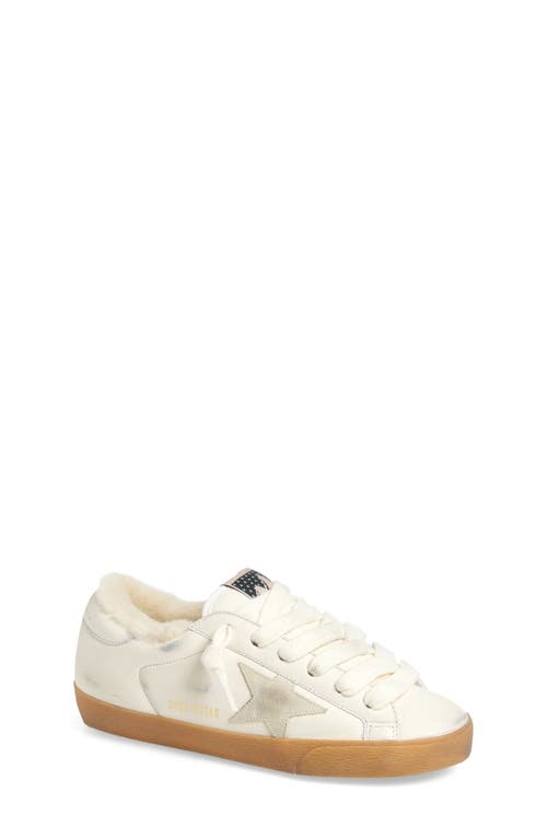 Shop Golden Goose Super-star Genuine Shearling Lined Low Top Sneaker In Optic White