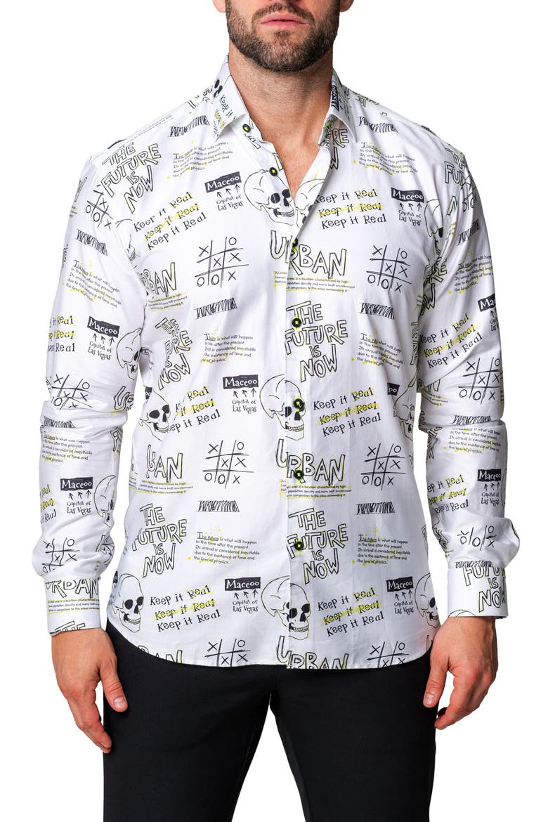 Fibonacci Urban Contemporary Fit Button-Up Shirt, Main, color, WHITE