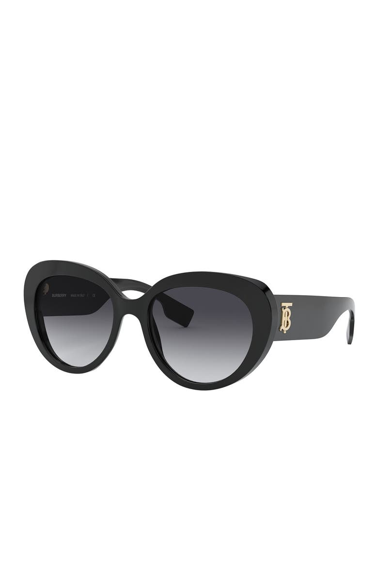 54mm Cat Eye Sunglasses, Alternate, color, BLACK