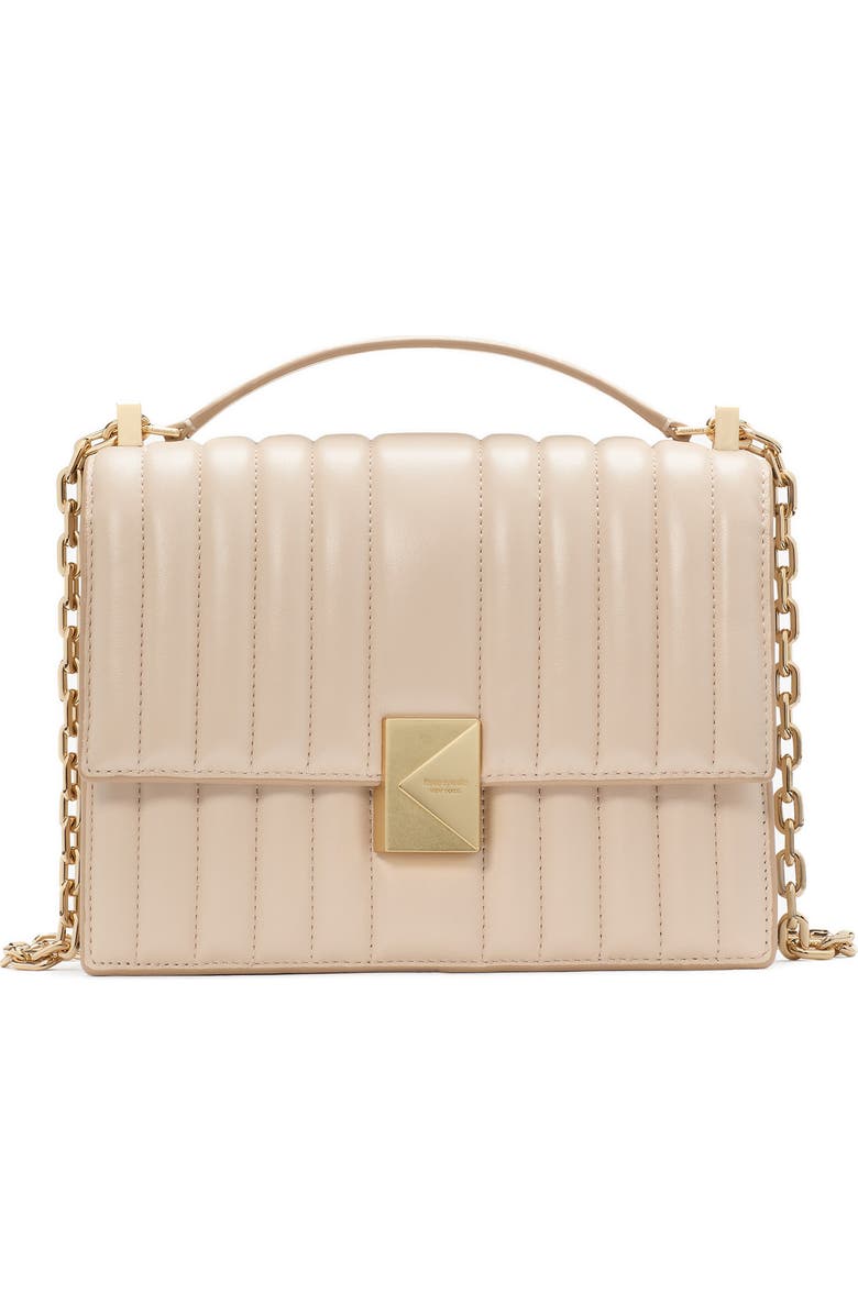 Kate Spade New York deco quilted leather convertible crossbody bag, Main, color, Milk Glass