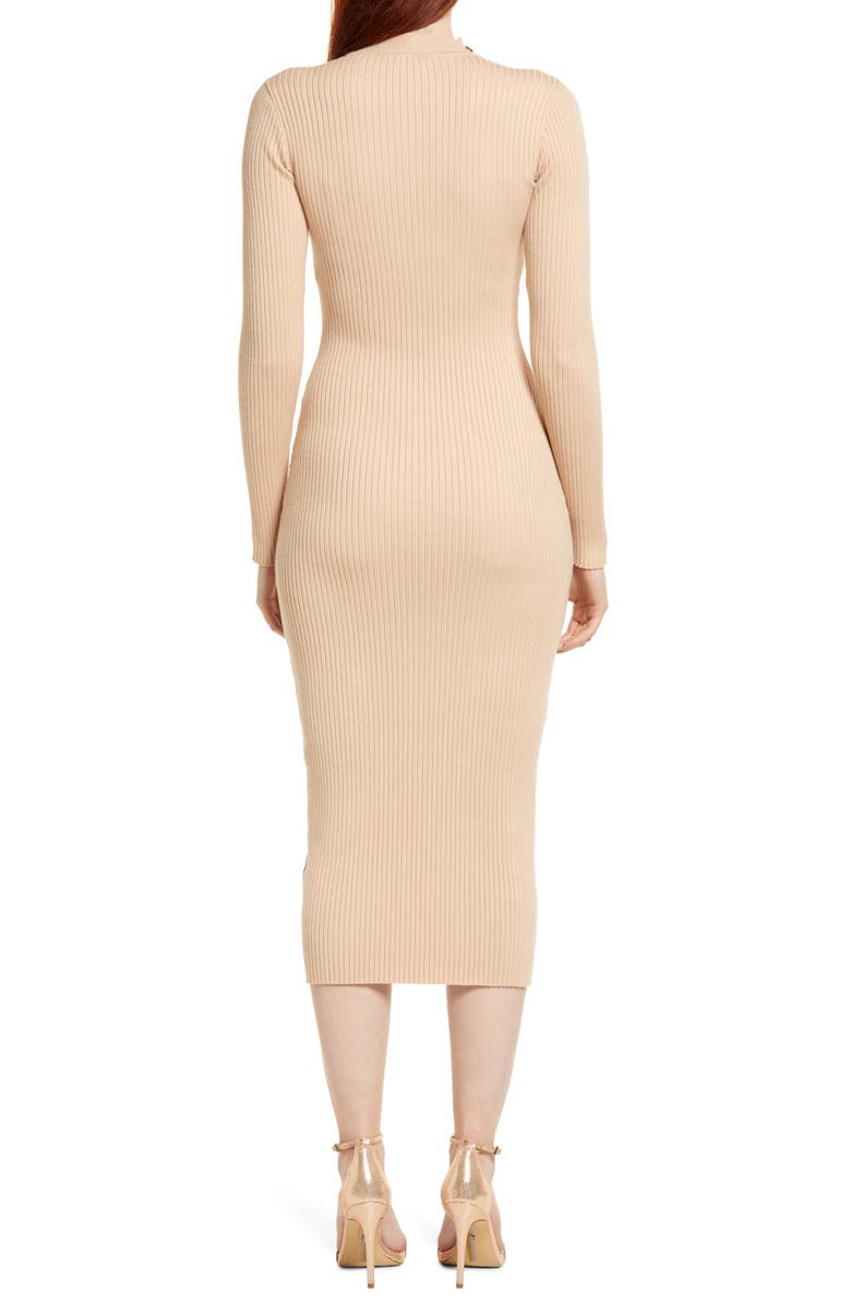 bebe Snap Long Sleeve Sweater Dress, Alternate, color, 