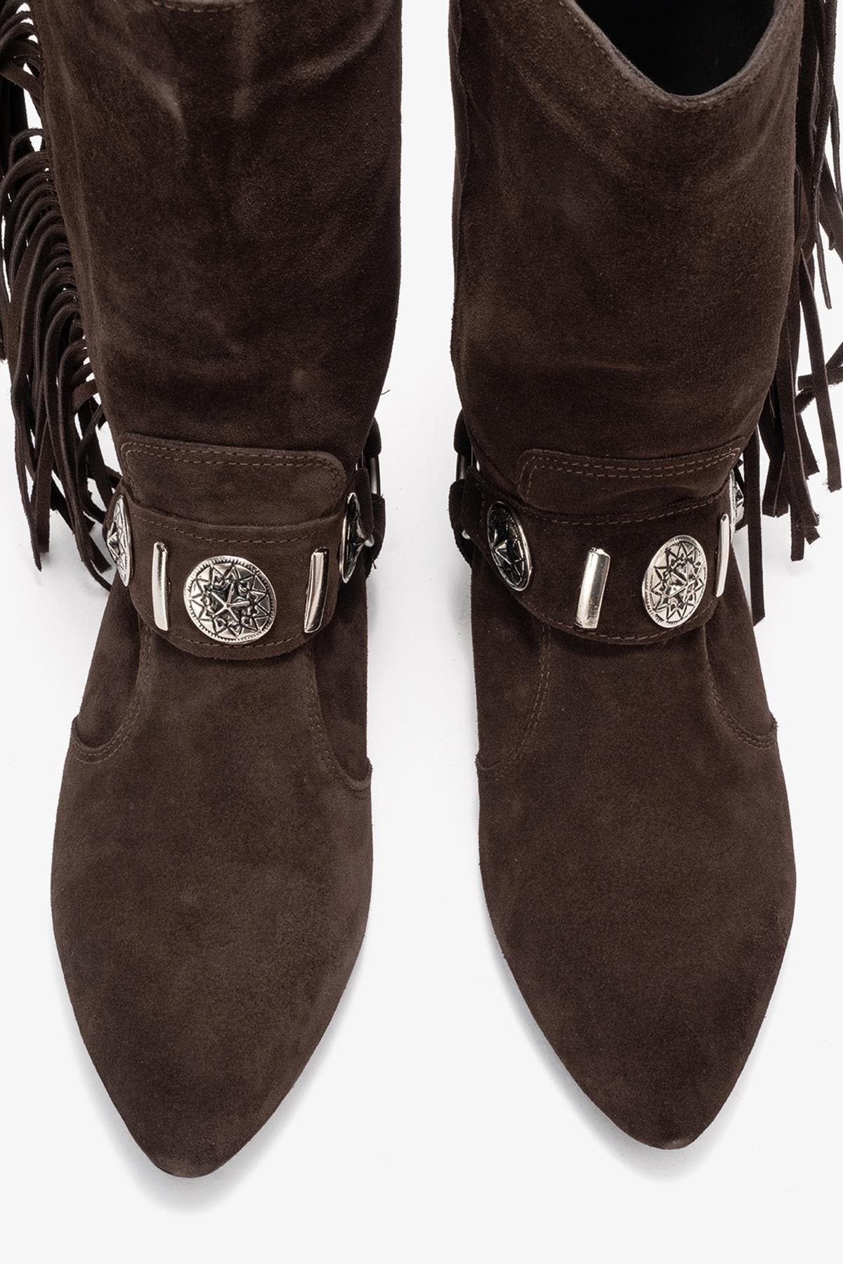 Forever & Always Shoes Selora Leather Buckle Western Boot, Alternate, color, Brown Suede Leather
