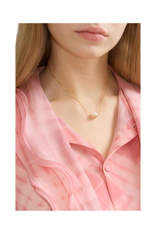 Burberry Ekd Sphere Pearl Solitaire Necklace In Gold/pearl