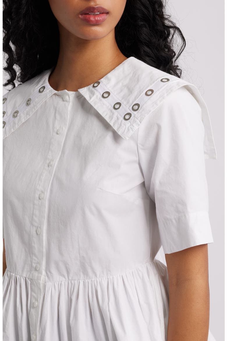 Cyrus Grommet Collar Button-Up Peplum Top, Alternate, color, WHITE