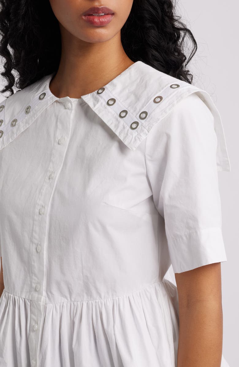 Damson Madder Cyrus Grommet Collar Button-Up Peplum Top, Alternate, color, White