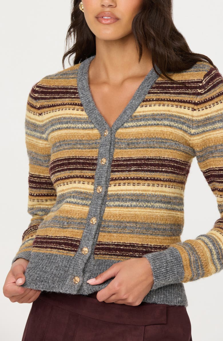 ASTR the Label August Stripe Cardigan, Alternate, color, Grey Stripe