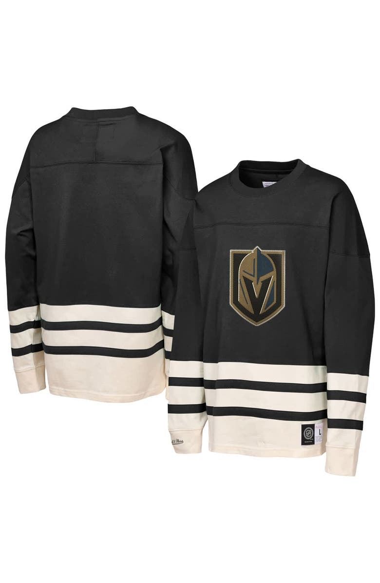 Mitchell & Ness Youth Mitchell & Ness  Black Vegas Golden Knights Chainstitch Heavyweight Long Sleeve Top, Main, color, Black