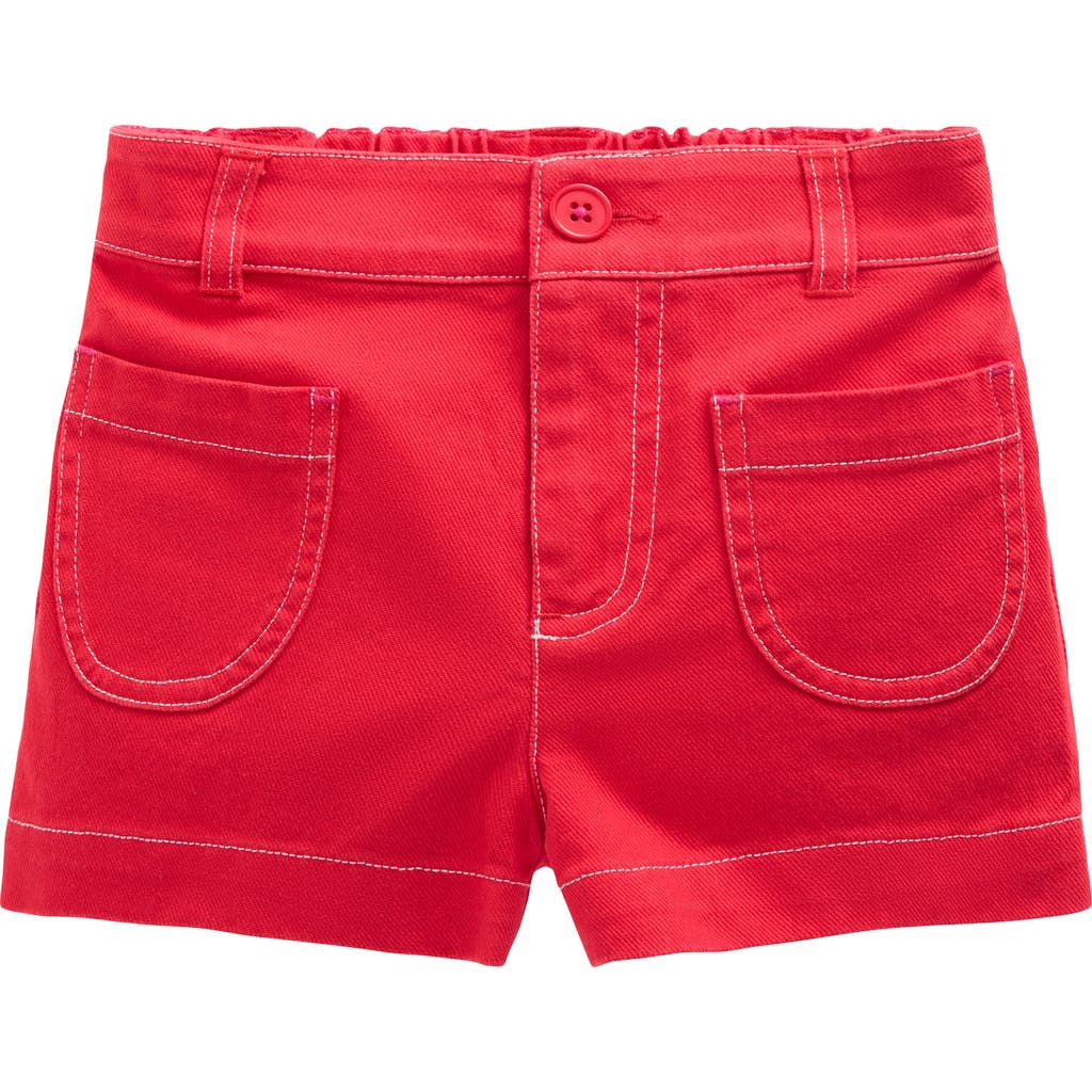 Mini Boden Kids' Patch Pocket Stretch Cotton Shorts In Red