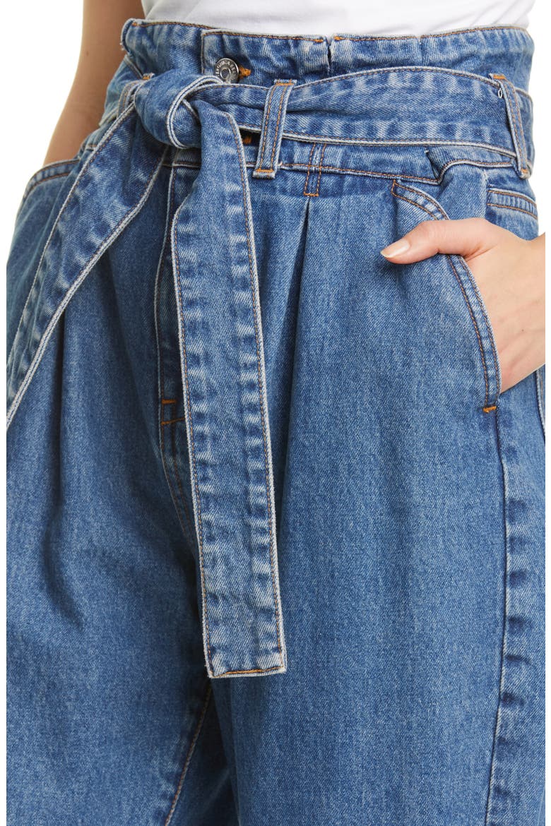 Addie Paperbag Waist Tapered Jeans, Alternate, color, BEACON