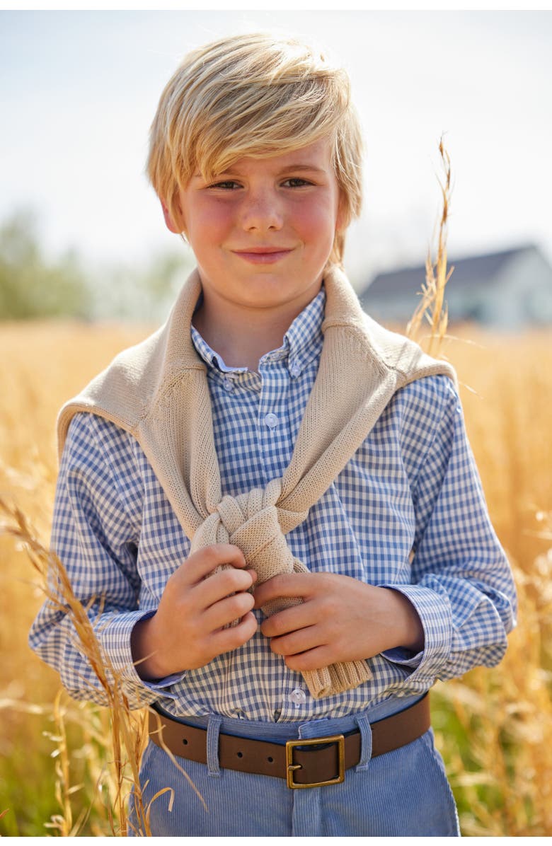 Little English Kids' Button Down Shirt, Alternate, color, Gray Blue Gingham