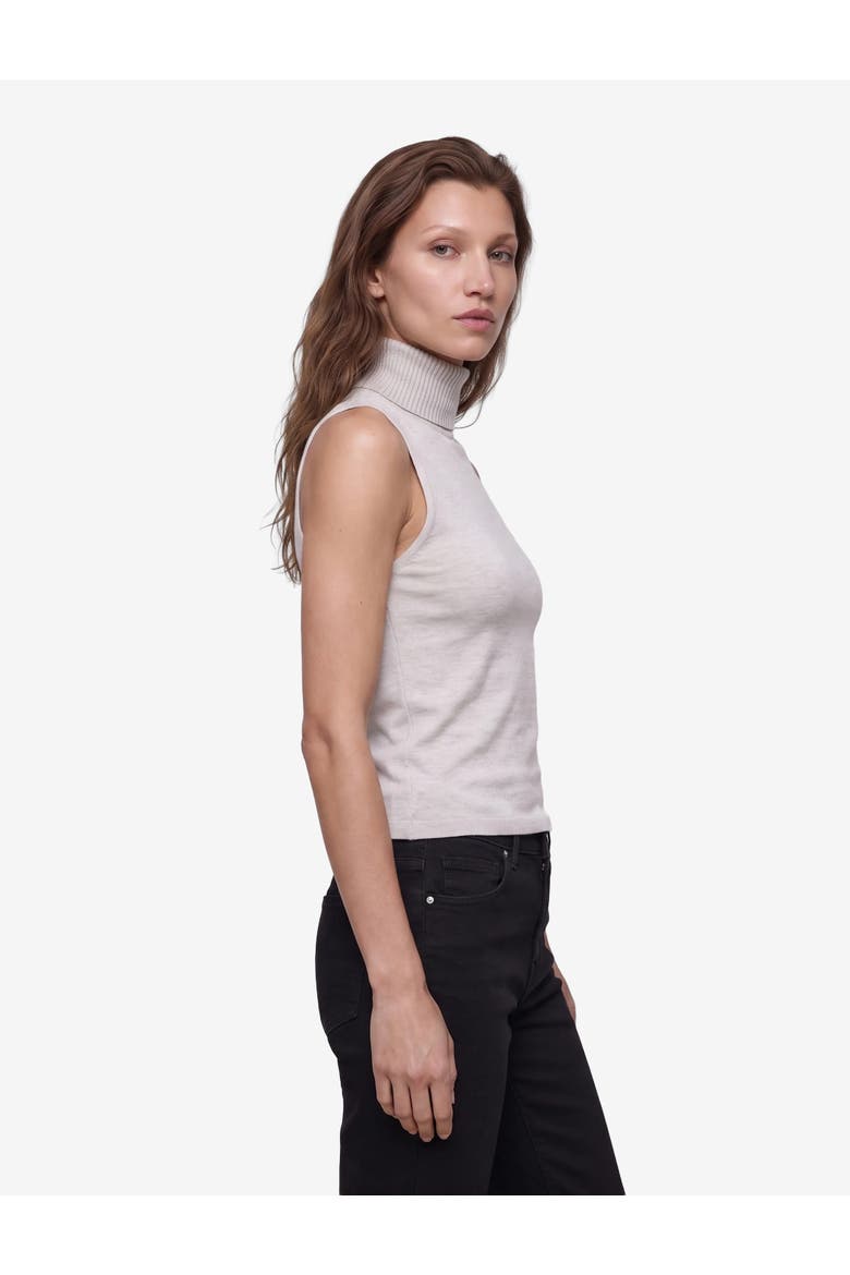 Sleeveless Ribbed Turtleneck Knit Top, Alternate, color, GREY