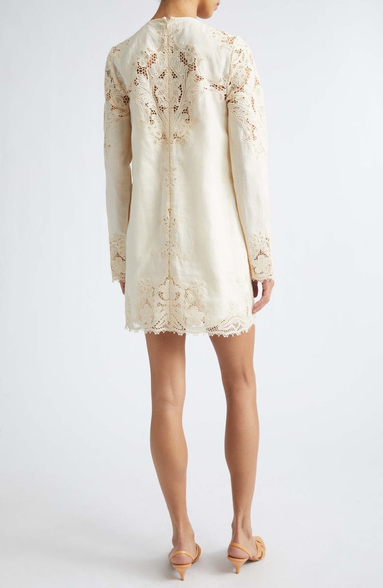 Ulla Johnson Camie Lace Long Sleeve Shift Minidress, Alternate, color, Ivory
