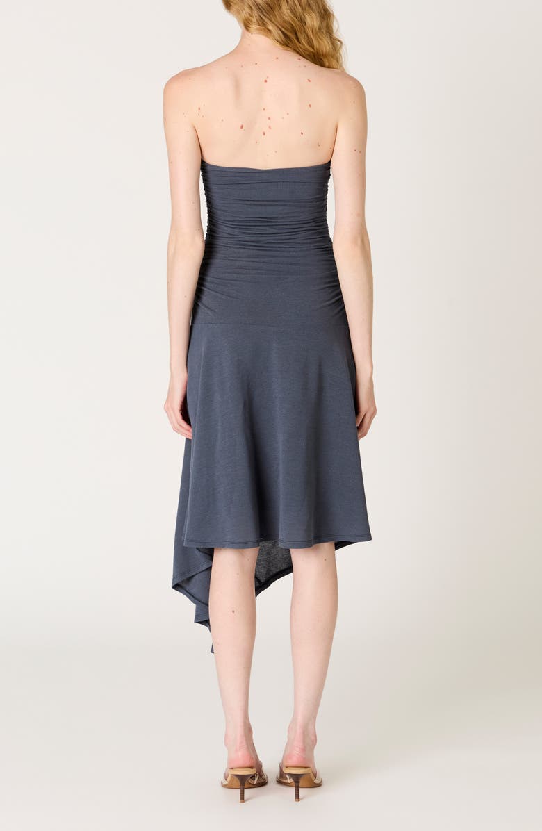 Nia Sabela Ruched Strapless Asymmetric Midi Dress, Alternate, color, Indigo