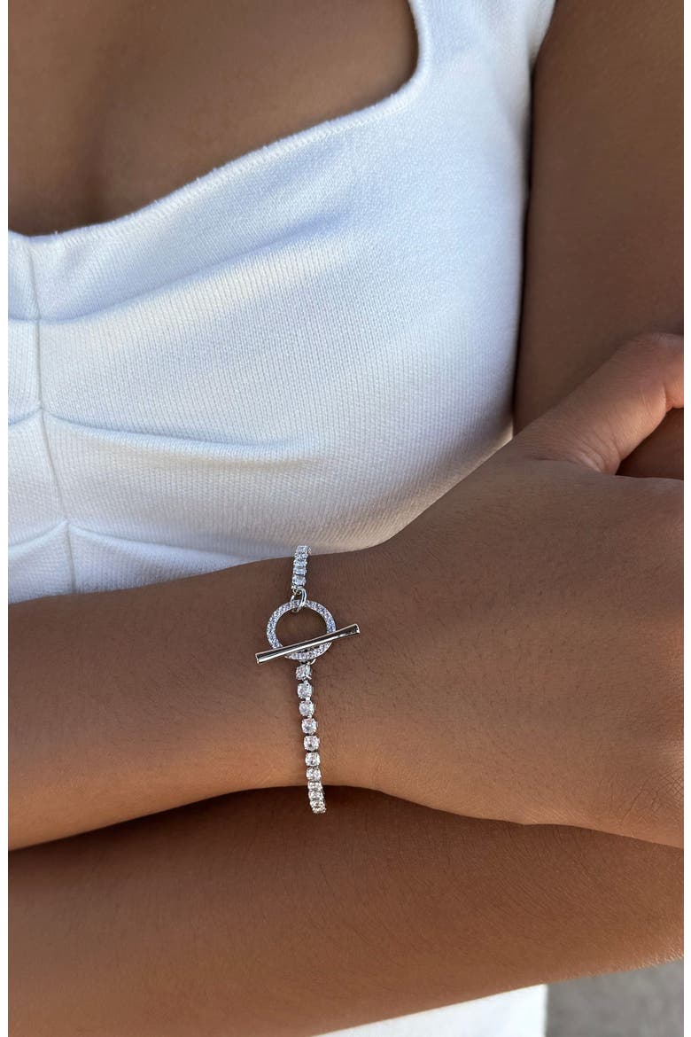 Crystal Toggle Tennis Bracelet, Alternate, color, SILVER