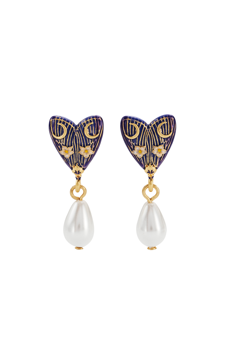 Jasmine Moon Butterfly & Pearl Earrings, Main, color, Gold