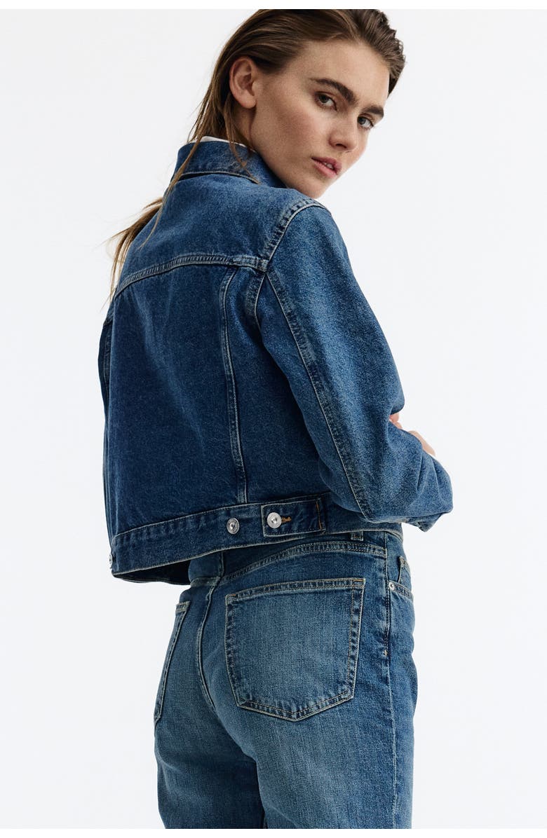 H&M Slim straight high waist jeans, Alternate, color, Denim Blue