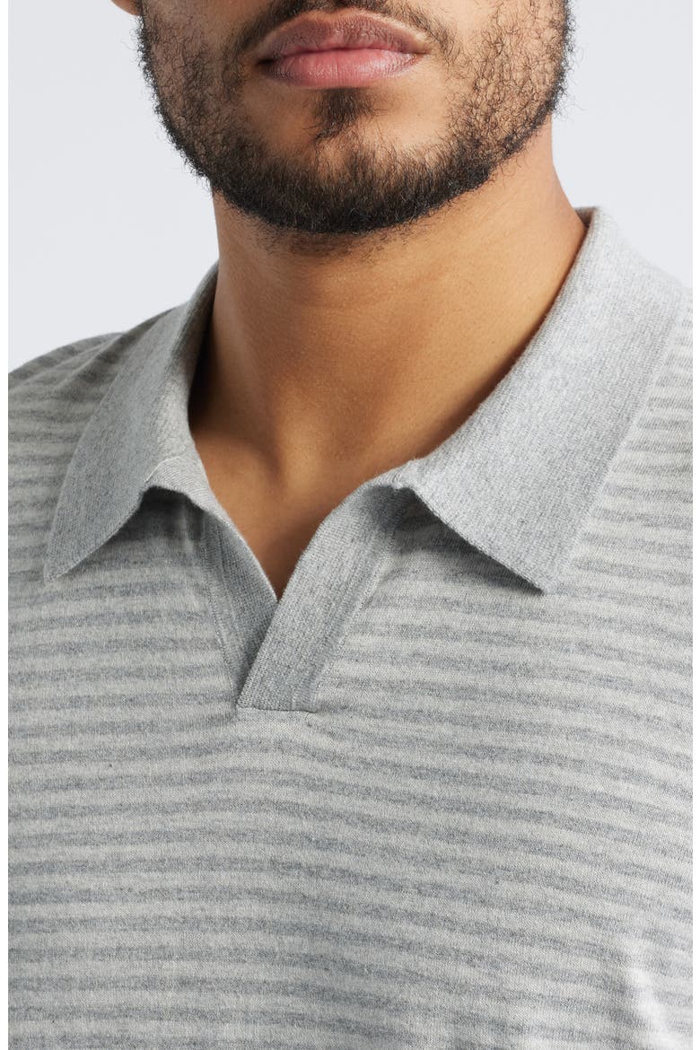 Hayden Stripe Johnny Collar Polo, Alternate, color, HEATHER GREY STRIPE