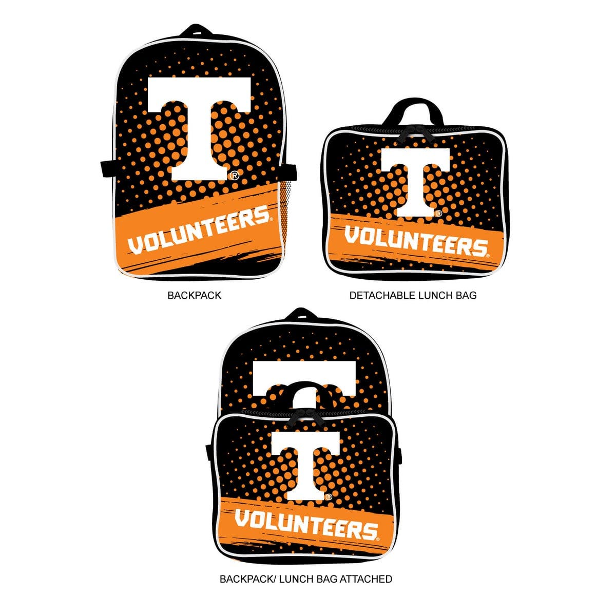 Tennessee Volunteers Backpack & Lunch Box 2-Piece Set, Main, color, Black