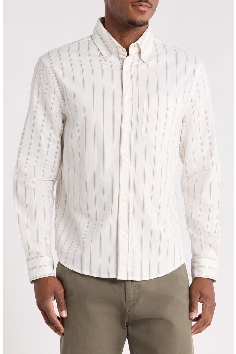 Stripe Button-Down Shirt, Main, color, OFF WHITE