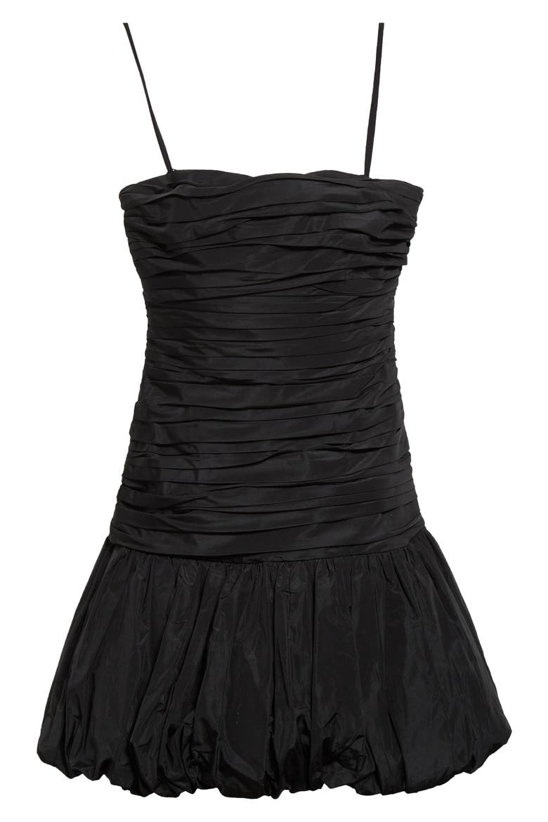 Rosanna Ruched Bubble Hem Minidress, Alternate, color, BLACK