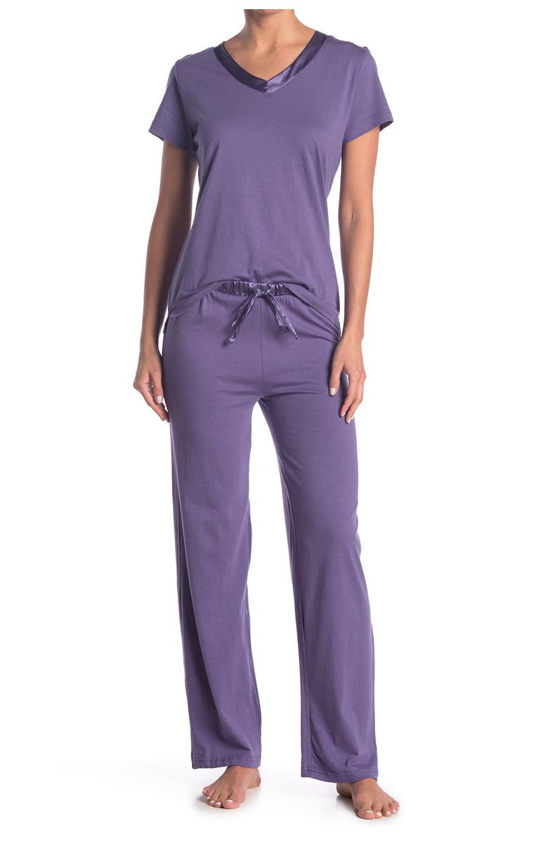 BLIS Satin Trim 2-Piece Pajama Set, Main, color,