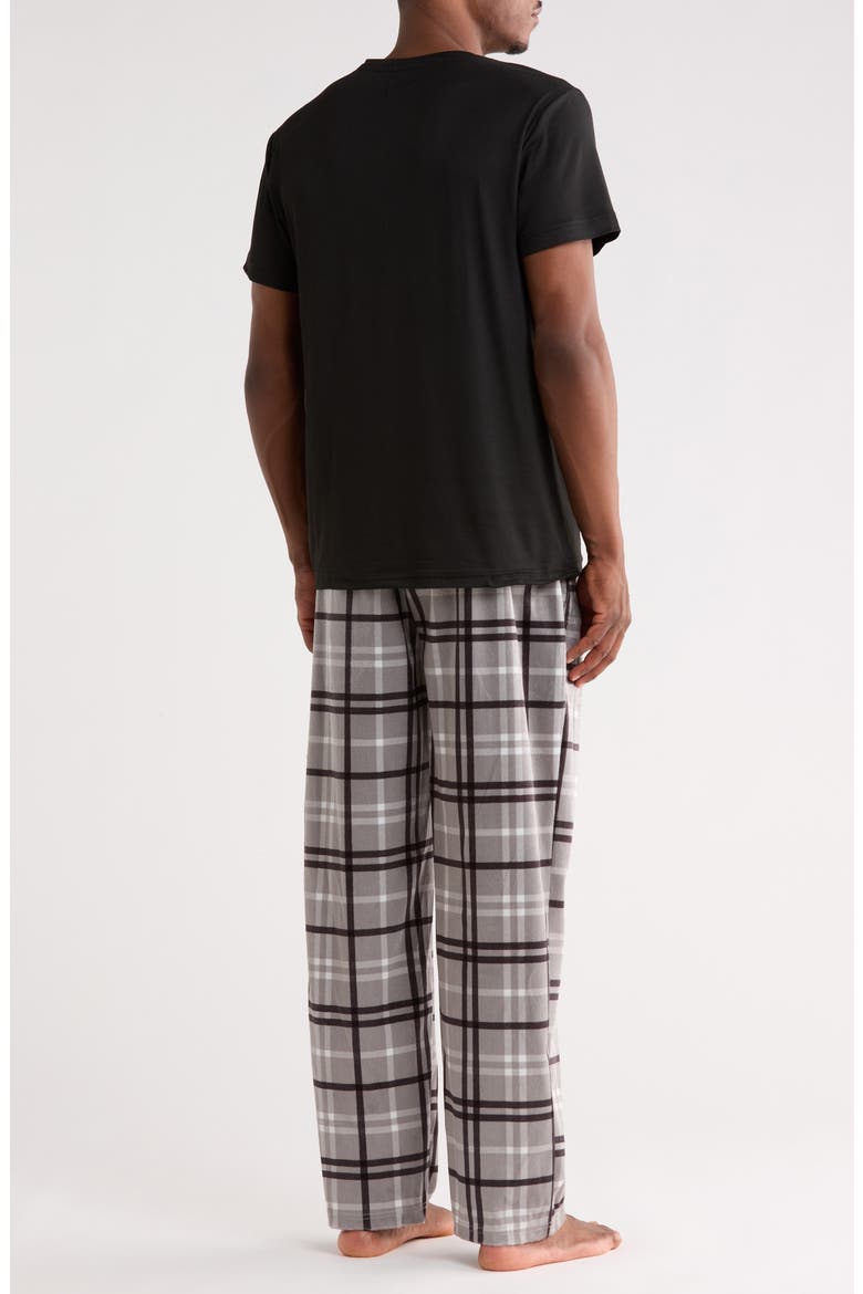 Crewneck T-Shirt & Plaid Pajama Pants Set, Alternate, color, GREY