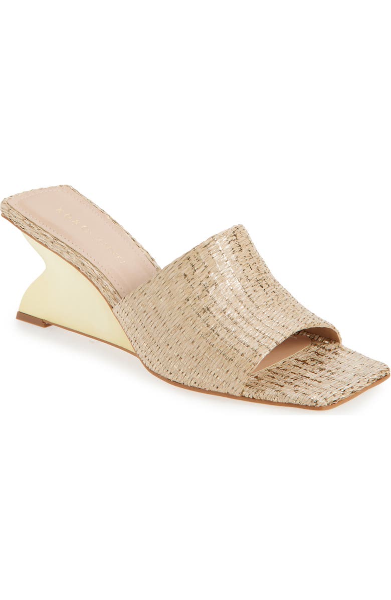 KOKO + PALENKI Talo Wedge Slide Sandal, Main, color, Gold Metallic Fabric
