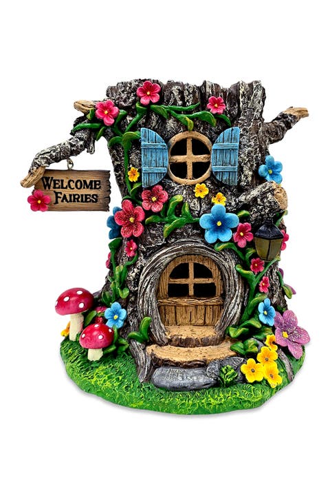 Welcome Fairies Tree Trunk Cottage Figurine