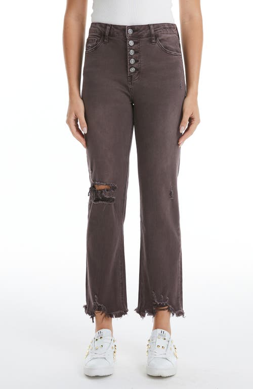 Bayeas High Waist Ripped Chew Hem Straight Leg Jeans