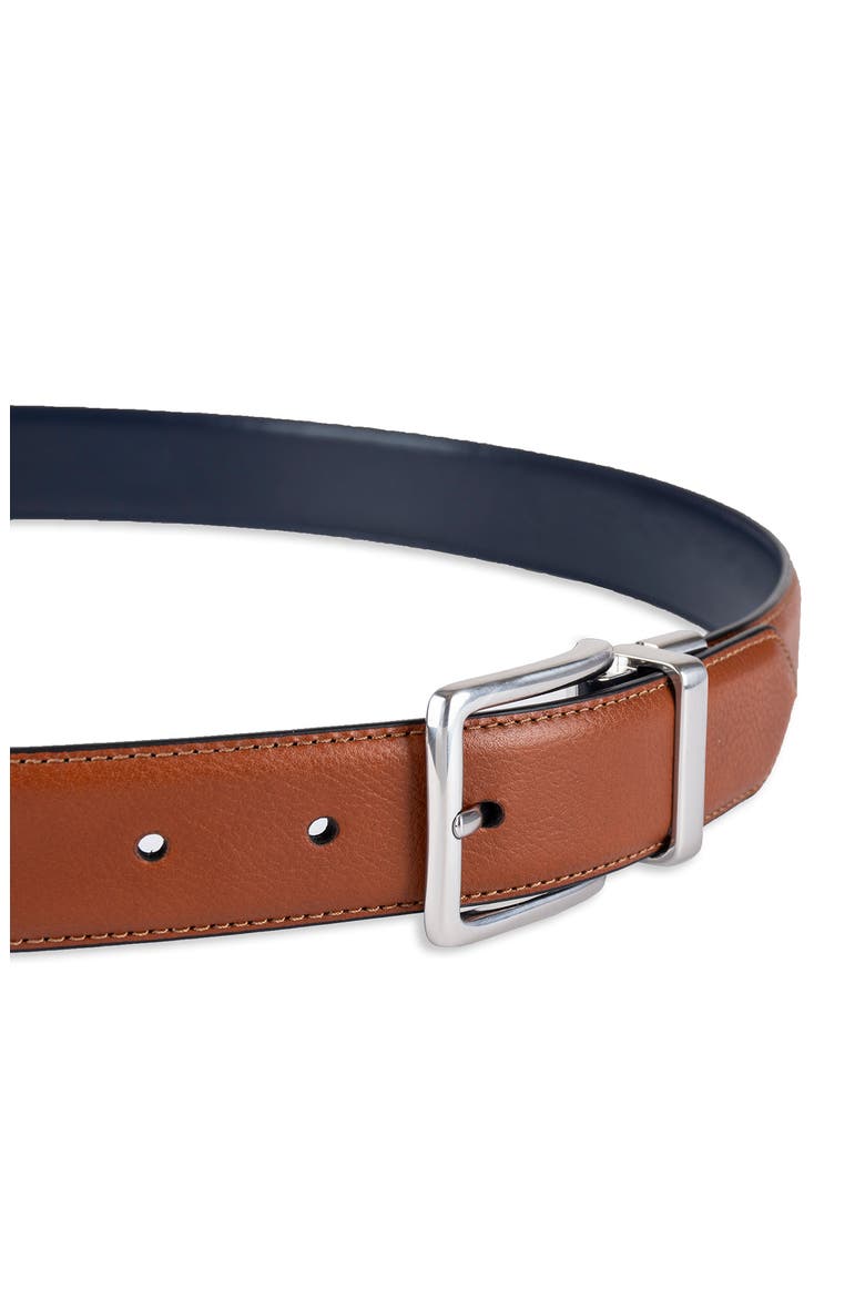 Reversible Feather Edge Leather Belt, Alternate, color, COGNAC/ NAVY