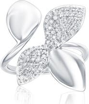SUZY LEVIAN Pavé Cubic Zirconia Abstract Flower Open Band Ring