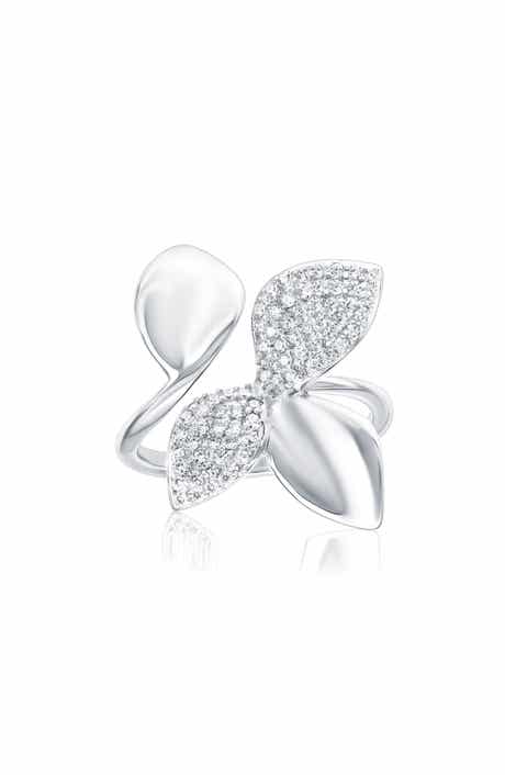 SUZY LEVIAN Pavé Cubic Zirconia Abstract Flower Open Band Ring