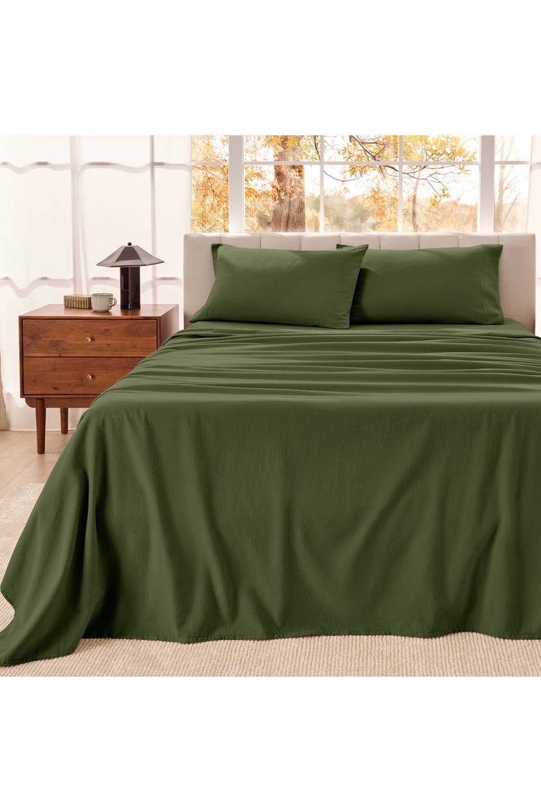 100% Organic Cotton Flannel Sheet Set - Split King, Alternate, color, Cypress