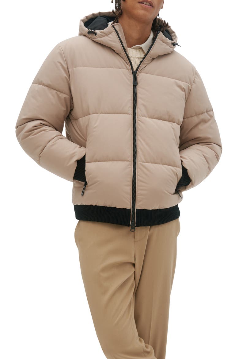 Gunnar Hooded Puffer Bomber Jacket, Main, color, SAND