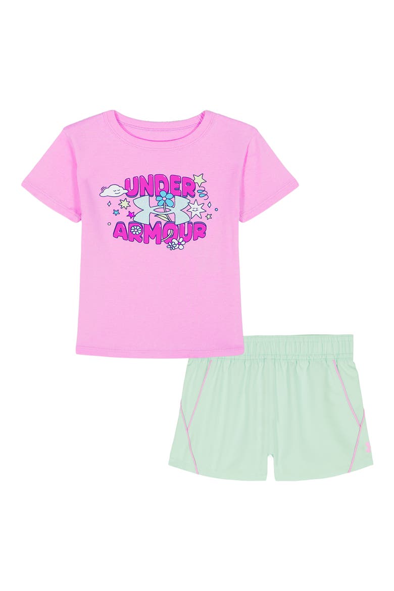 Kids' Tech Graphic T-Shirt & Shorts Set, Main, color, PINK DAWN