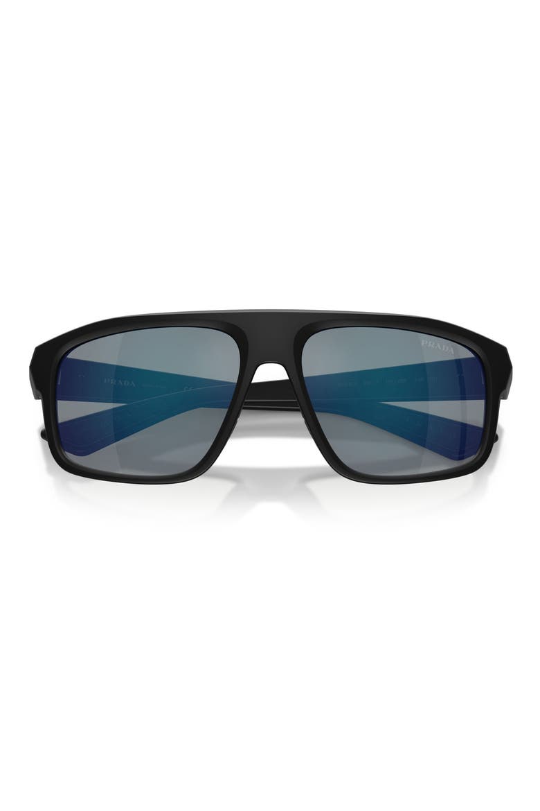 59mm Shield Sunglasses, Alternate, color, MATTE BLACK / GREY BLUE/ RED