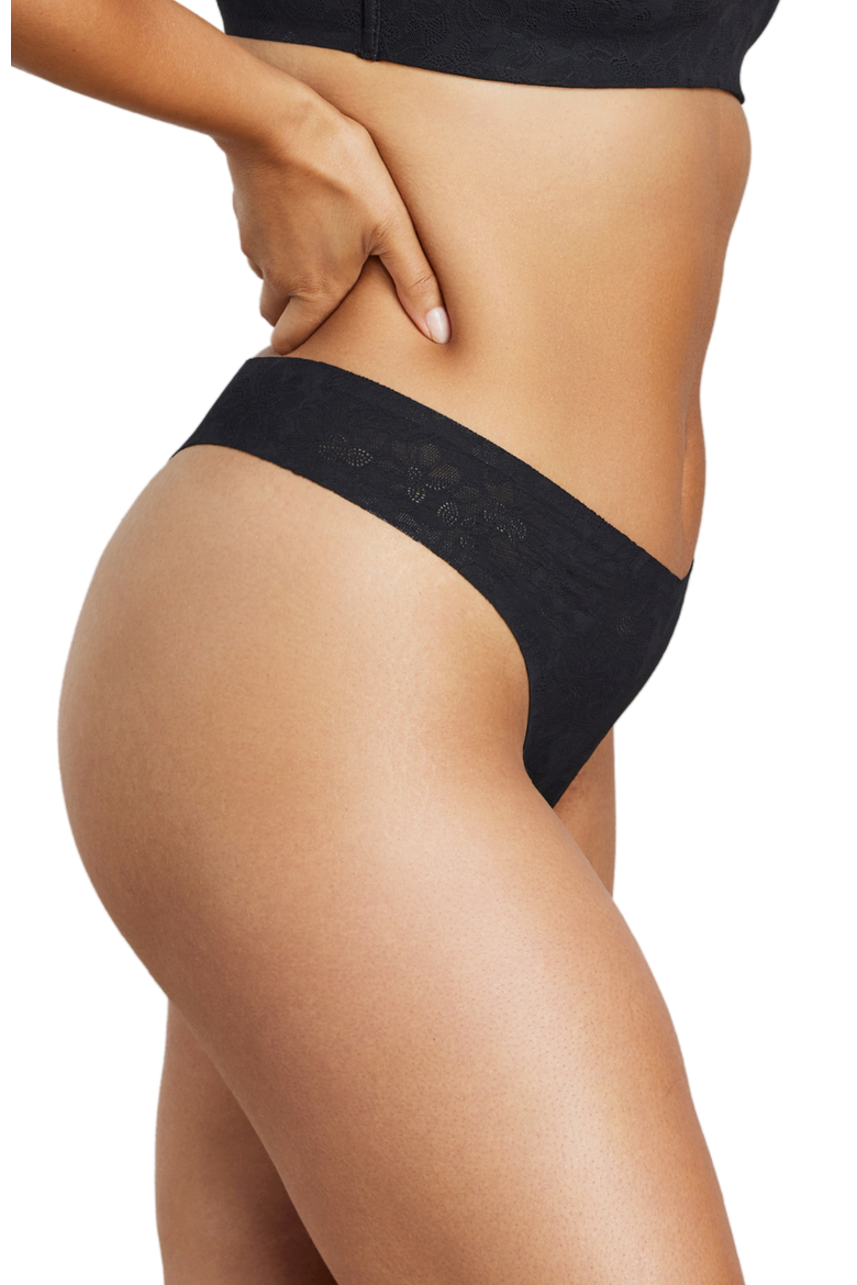 Soft Lace Thong, Alternate, color, Black