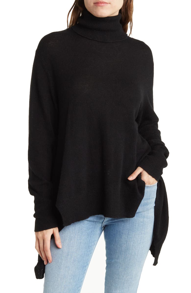 360 CASHMERE Carmen Turtleneck Sharkbite Hem Cashmere Sweater, Main, color,
