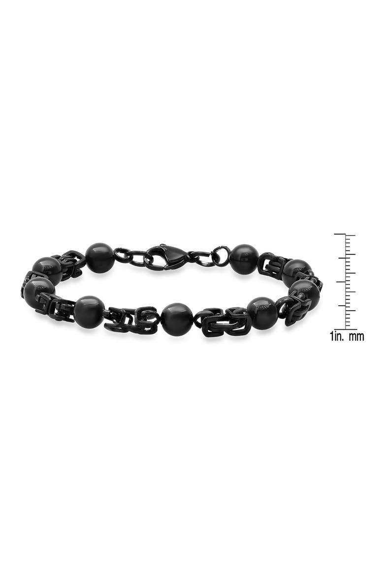 Men's Ion-Plated Stainless Steel Bead Bracelet, Alternate, color, BLACK