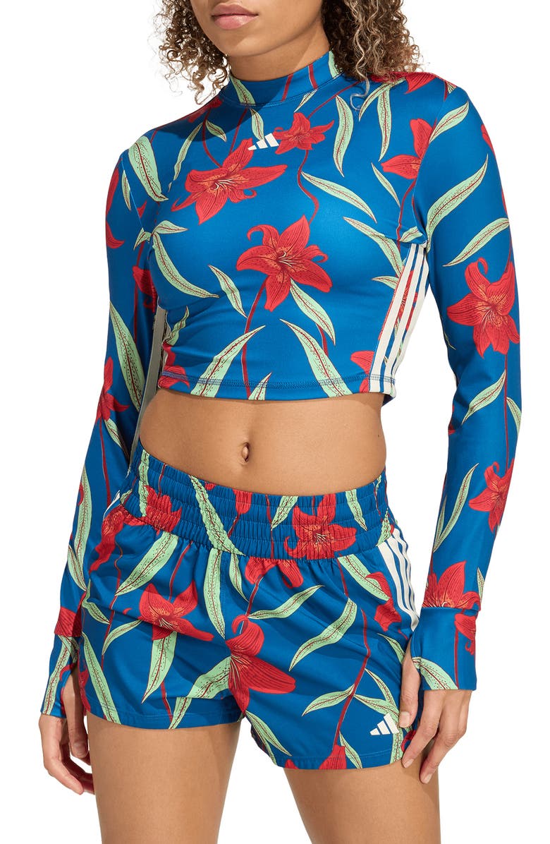 adidas x FARM RIO Long Sleeve Training Top, Main, color, Marine/ Tactile Red/ White