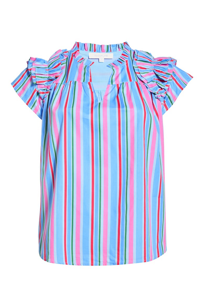 Jaimie Stripes Ruffle Top, Alternate, color, PINK-BLUE-GREEN