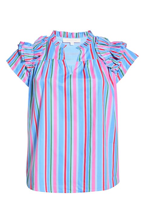 Jaimie Stripes Ruffle Top