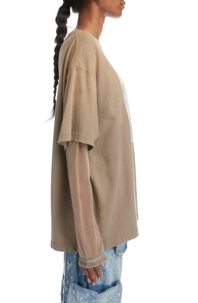 Acne Studios Edra Broken Layered Long Sleeve Graphic Tee, Alternate, color,