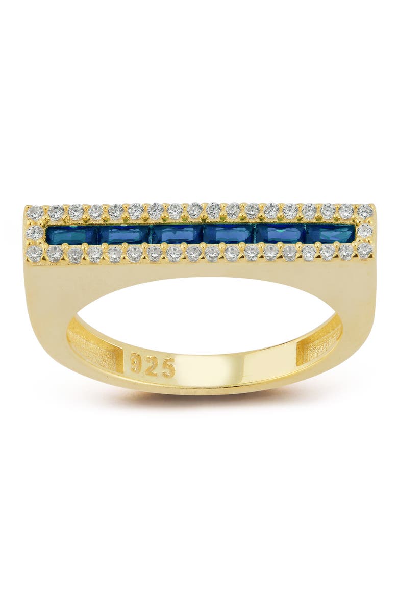14K Gold Plated Sterling Silver & CZ Bar Ring, Alternate, color, GOLD