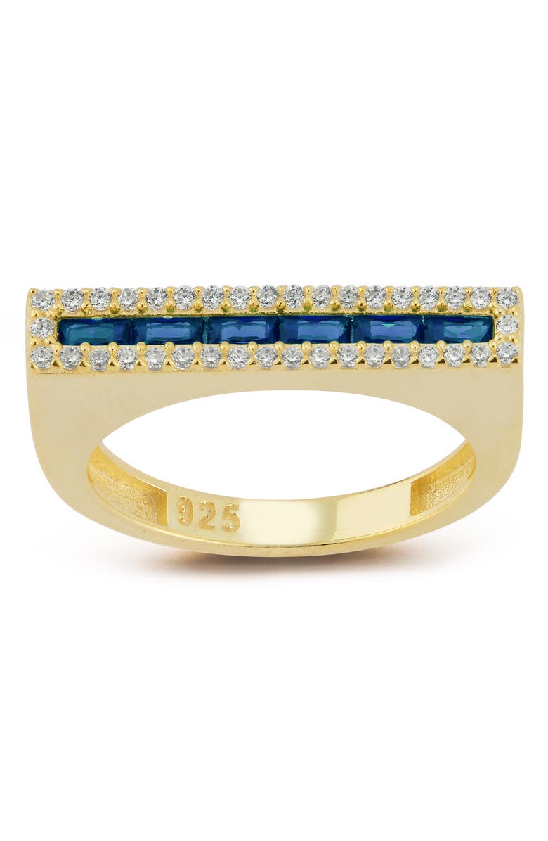 SPHERA MILANO 14K Gold Plated Sterling Silver & CZ Bar Ring, Alternate, color, Gold