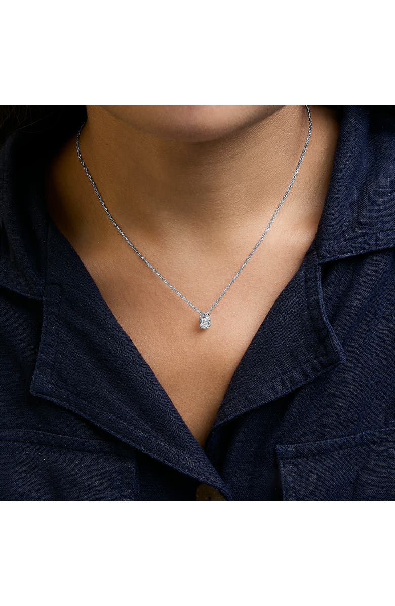 Haus of Brilliance Sterling Silver 1/2 Cttw Lab Grown Diamond Oval Halo Pendant Necklace, Alternate, color, Silver