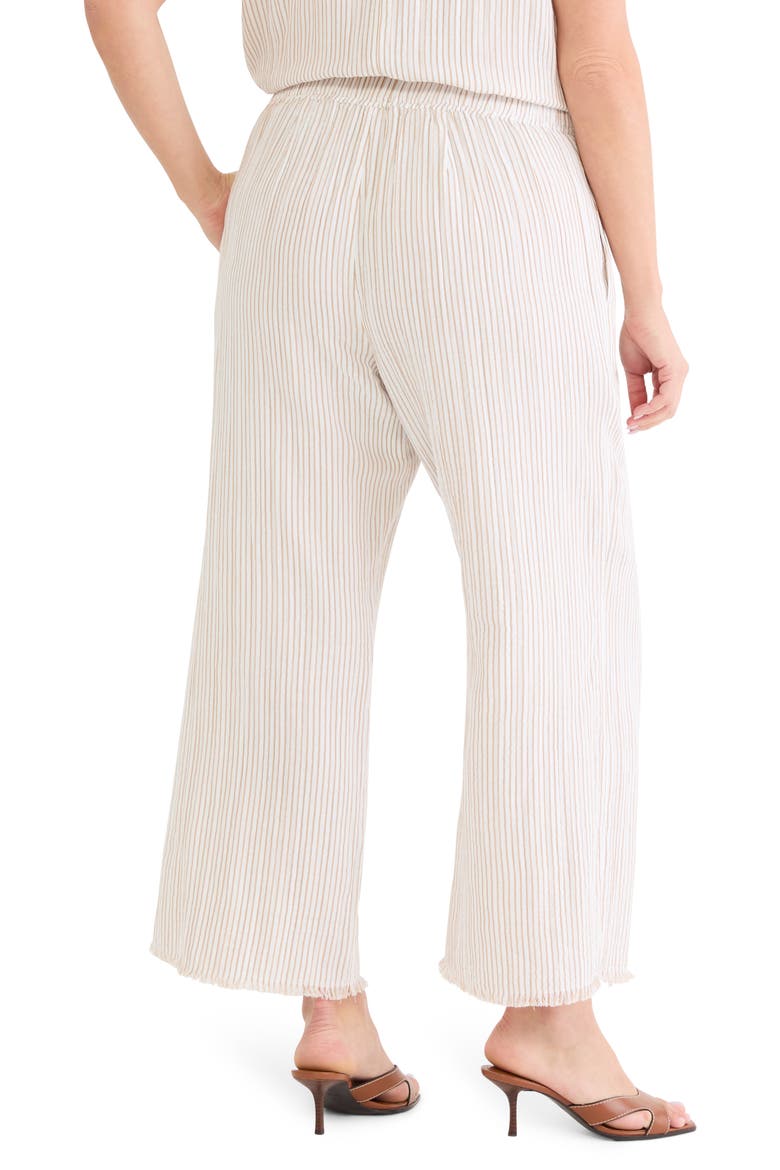 Pinstripe Cotton Blend Wide Leg Pants, Alternate, color, NEUTRAL MULTI