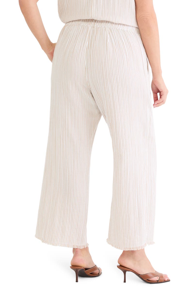 NIC+ZOE Pinstripe Cotton Blend Wide Leg Pants, Alternate, color, Neutral Multi