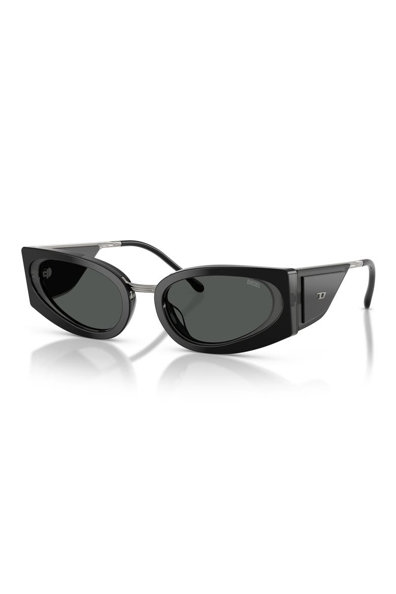 54mm Cat Eye Sunglasses, Alternate, color, BILAYER SOLID BLACK DARK GREY